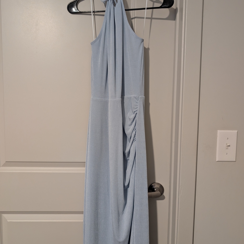 Wayf Light Blue Backless Dress